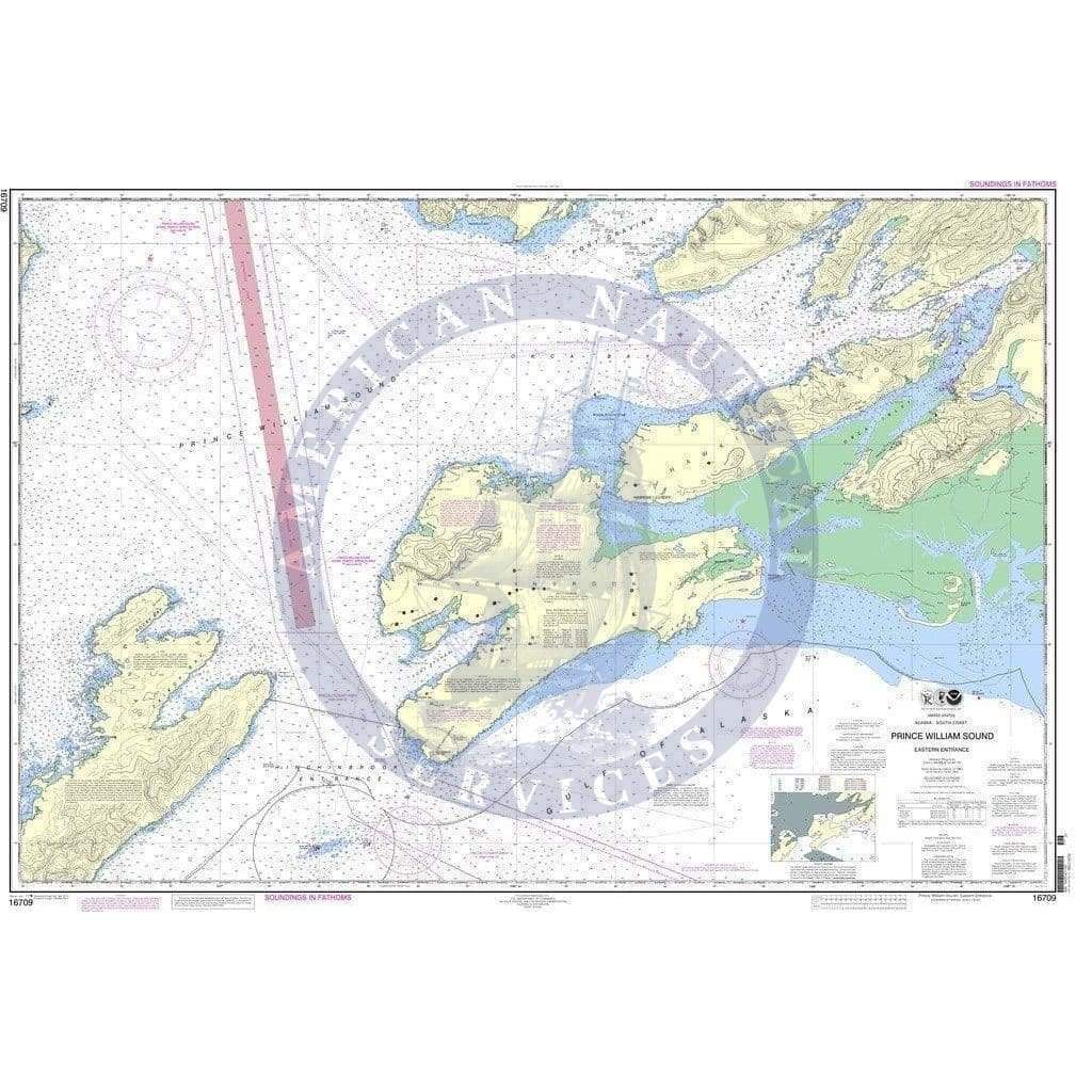 NOAA Nautical Chart 16709: Prince William Sound-eastern entrance