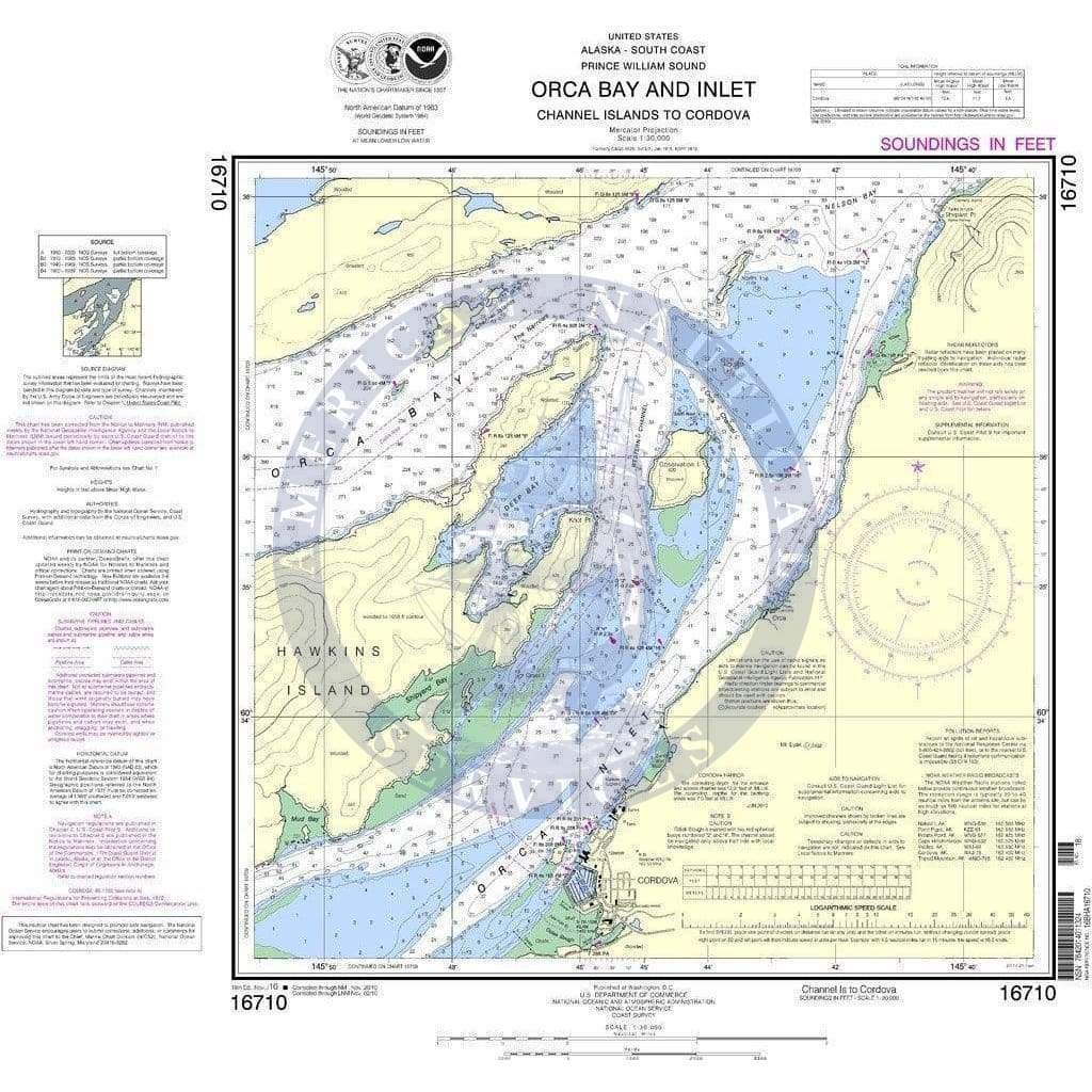 NOAA Nautical Chart 16710: Orca B. and ln.- Channel ls. to Cordova