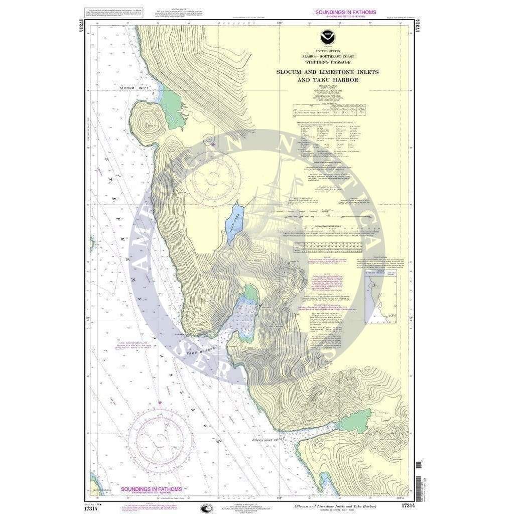 NOAA Nautical Chart 17314: Slocum and Limestone Inlets and Taku Harbor
