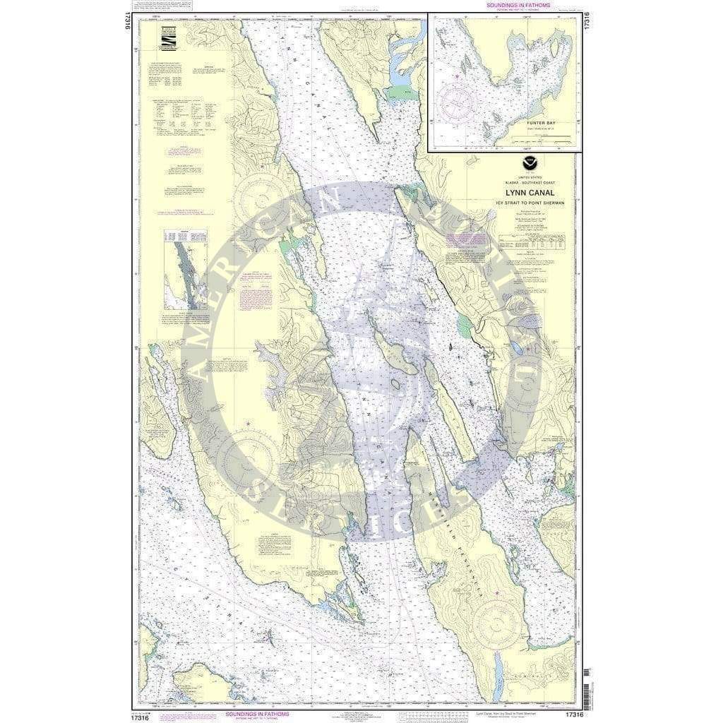 NOAA Nautical Chart 17316: Lynn Canal-Icy Str. to Point Sherman;Funter Bay;Chatham Strait