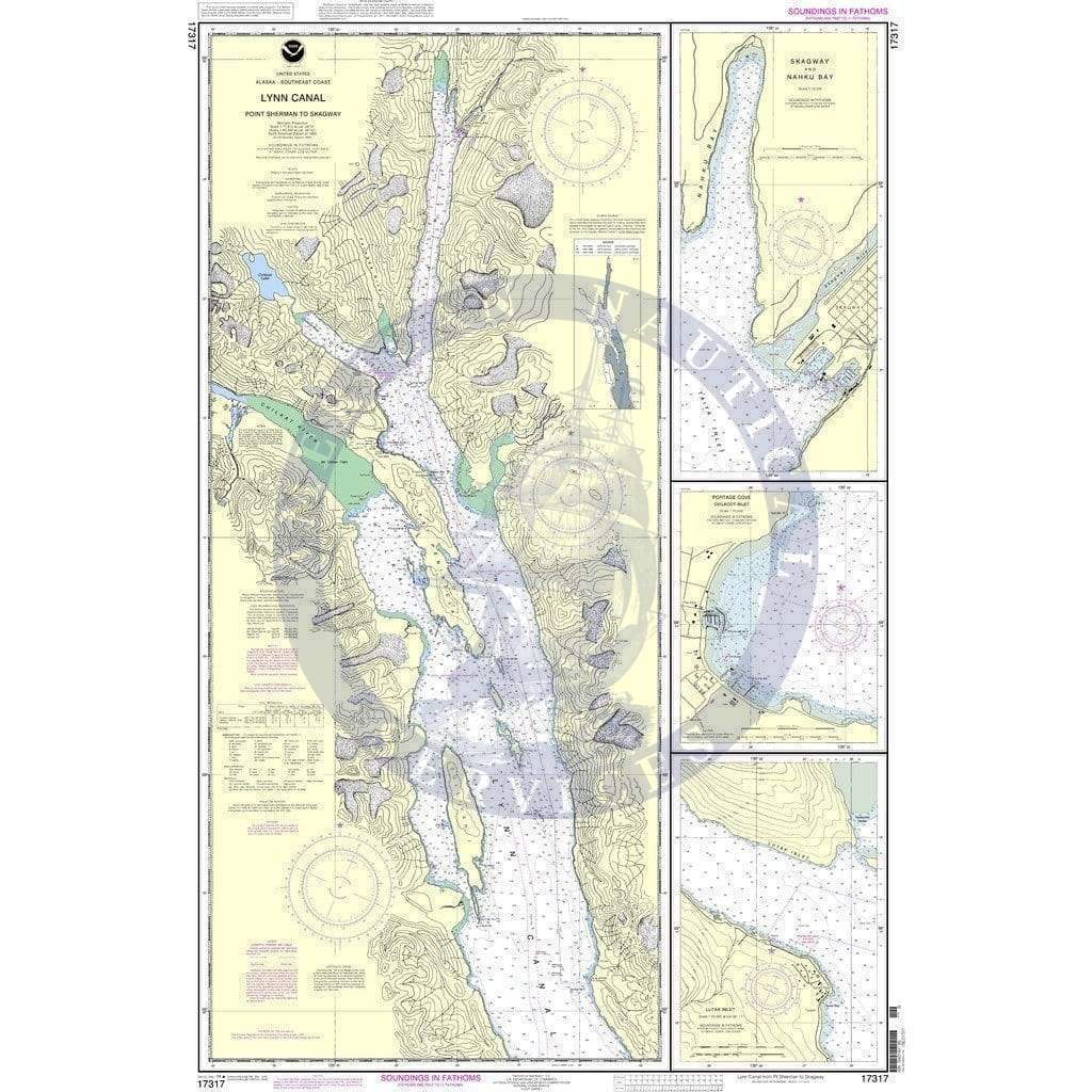 NOAA Nautical Chart 17317: Lynn Canal-Point Sherman to Skagway;Lutak Inlet;Skagway and Nahku Bay;Portage Cove, Chilkoot Inlet