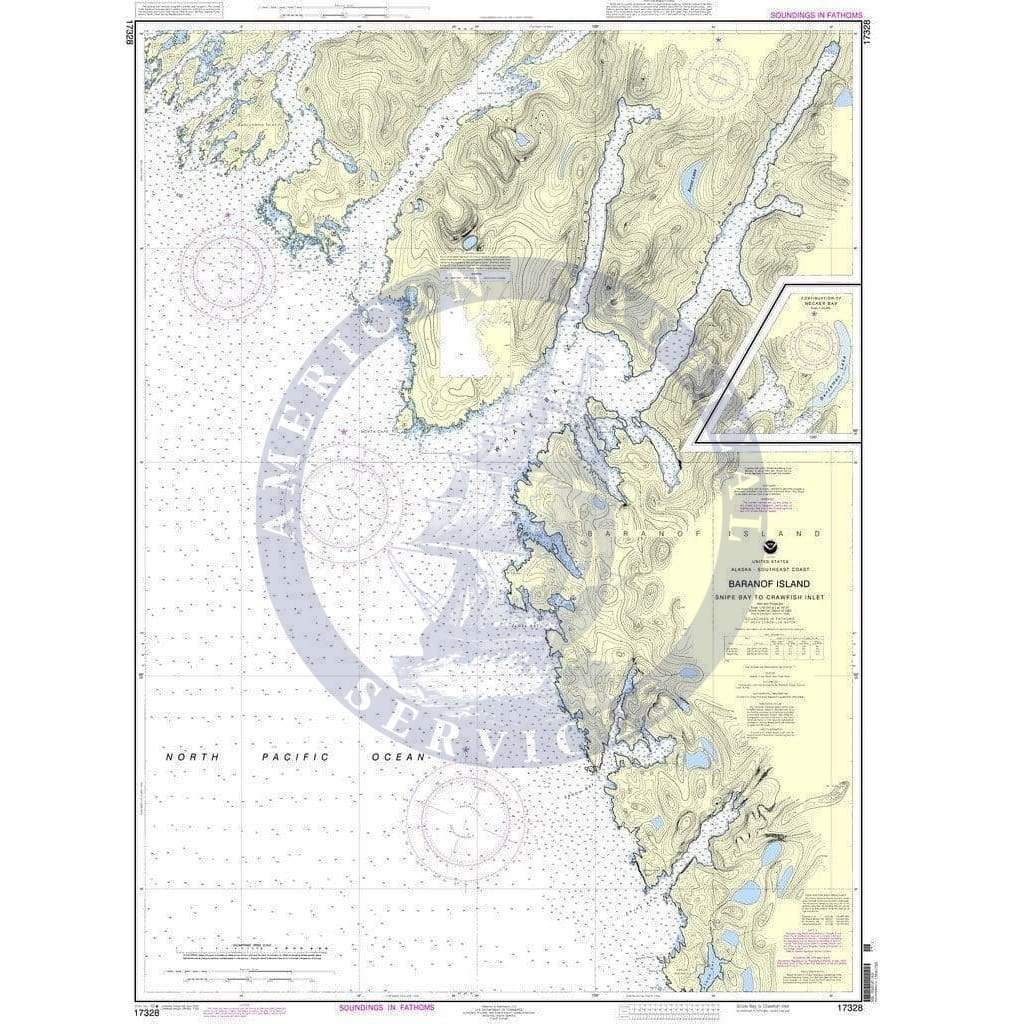 NOAA Nautical Chart 17328: Snipe Bay to Crawfish Inlet,Baranof l.