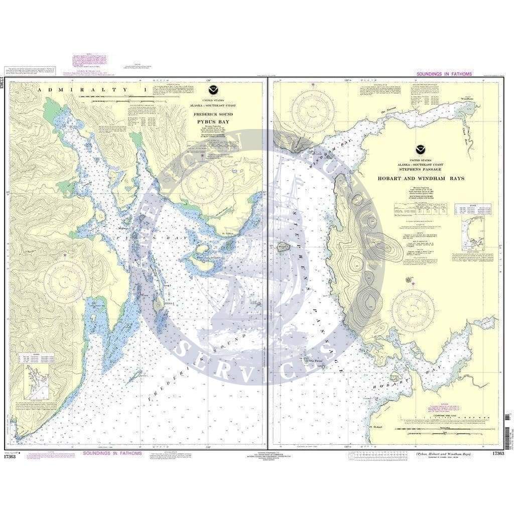 NOAA Nautical Chart 17363: Pybus Bay, Frederick Sound;Hobart and Windham Bays, Stephens P.