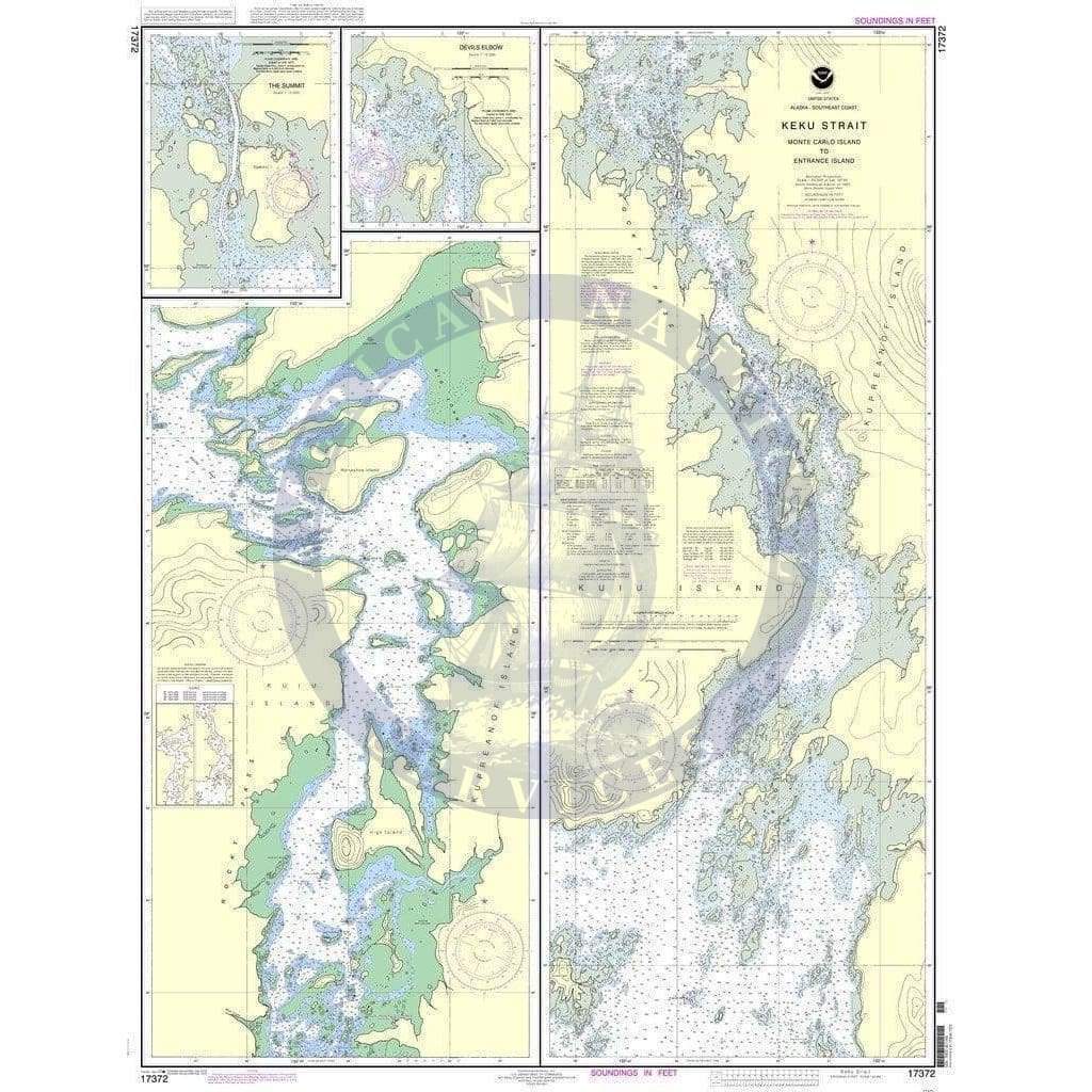 NOAA Nautical Chart 17372: Keku Strait-Monte Carlo Island to Entrance Island;The Summit;Devils Elbow