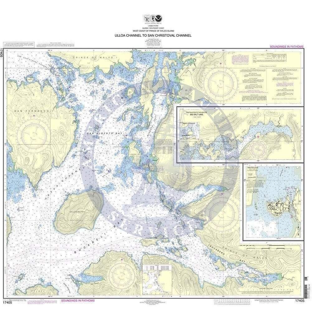 NOAA Nautical Chart 17405: Ulloa Channel to San Christoval Channel;North Entrance, Big Salt Lake;Shelter Cove, Craig