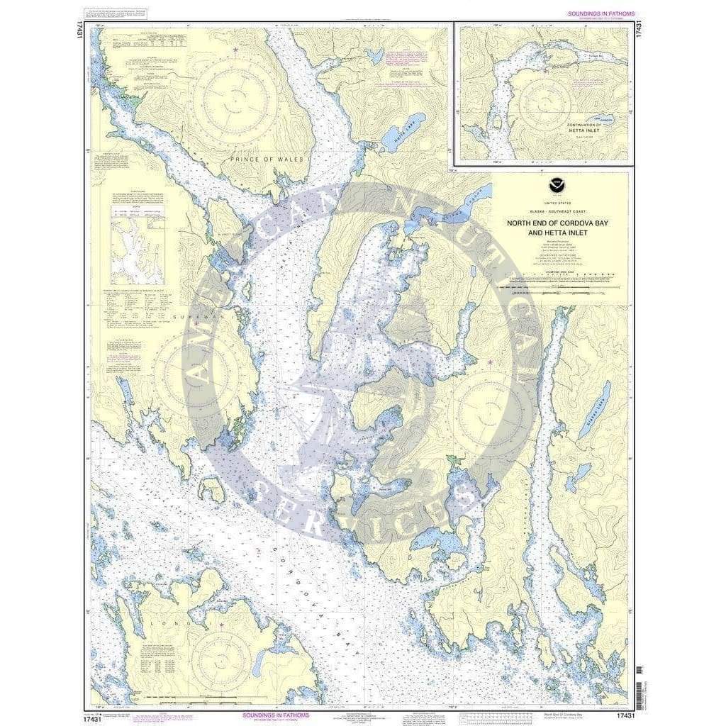 NOAA Nautical Chart 17431: N. end of Cordova Bay and Hetta Inlet