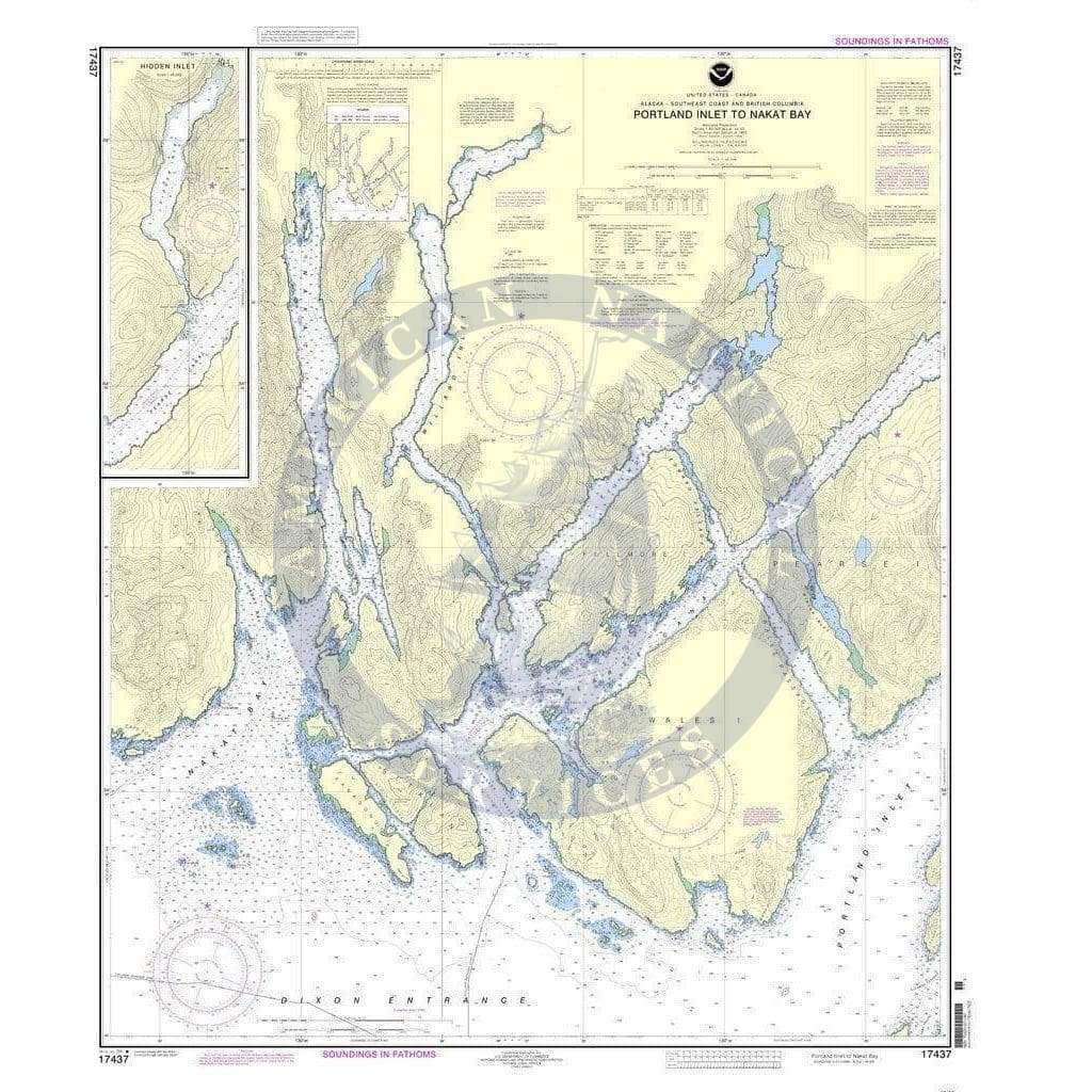 Portland Chart NOAA Nautical Chart 17437: Portland Inlet to Nakat Bay - Amnautical