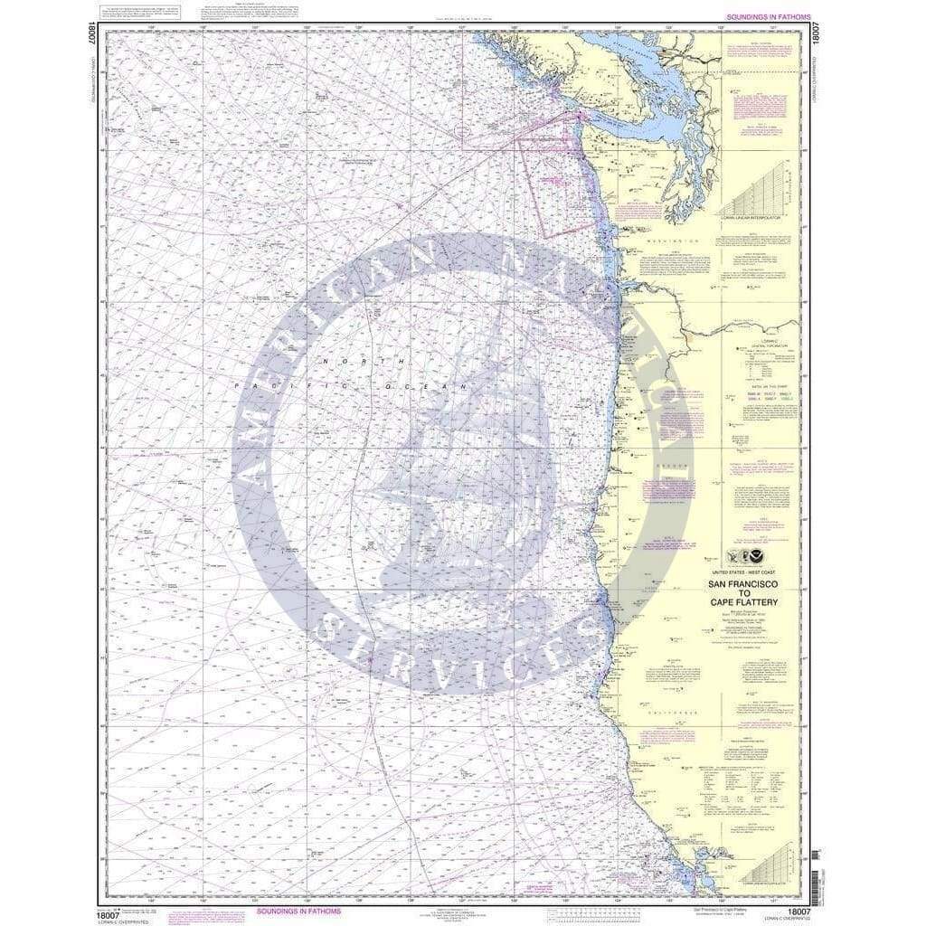 NOAA Nautical Chart 18007: San Francisco to Cape Flattery