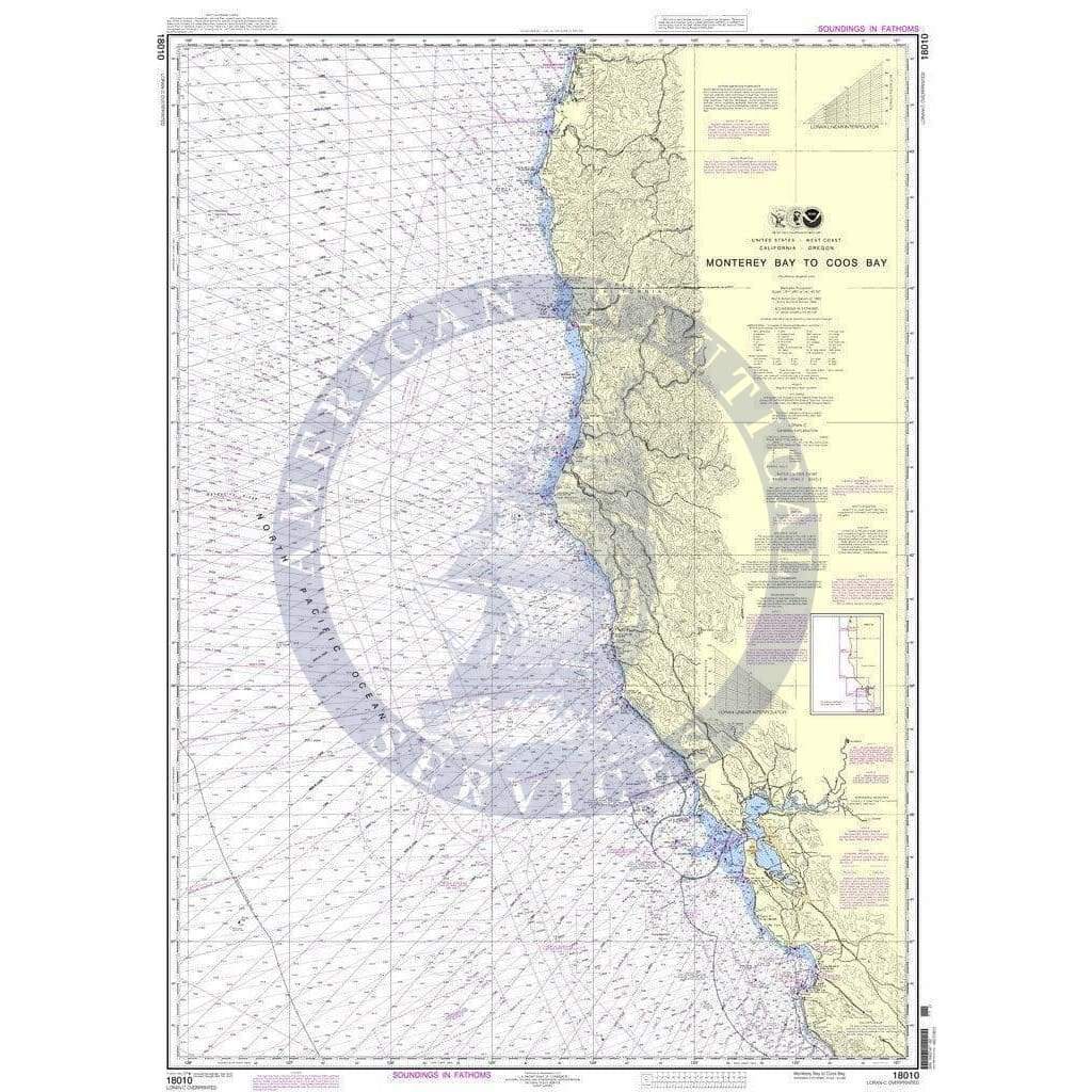 NOAA Nautical Chart 18010: Monterey Bay to Coos Bay