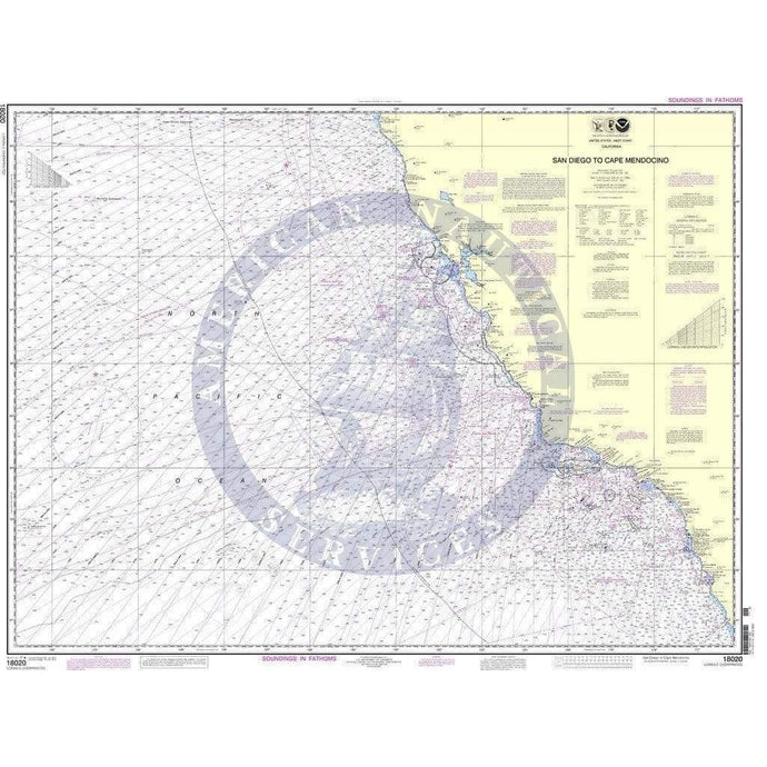 NOAA Nautical Chart 18020: San Diego to Cape Mendocino