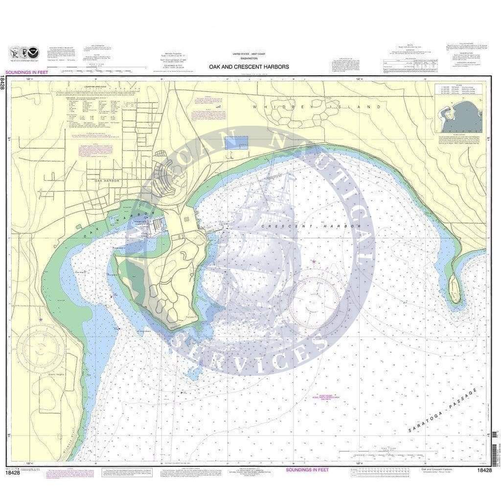 NOAA Nautical Chart 18428: Oak and Crescent Harbors