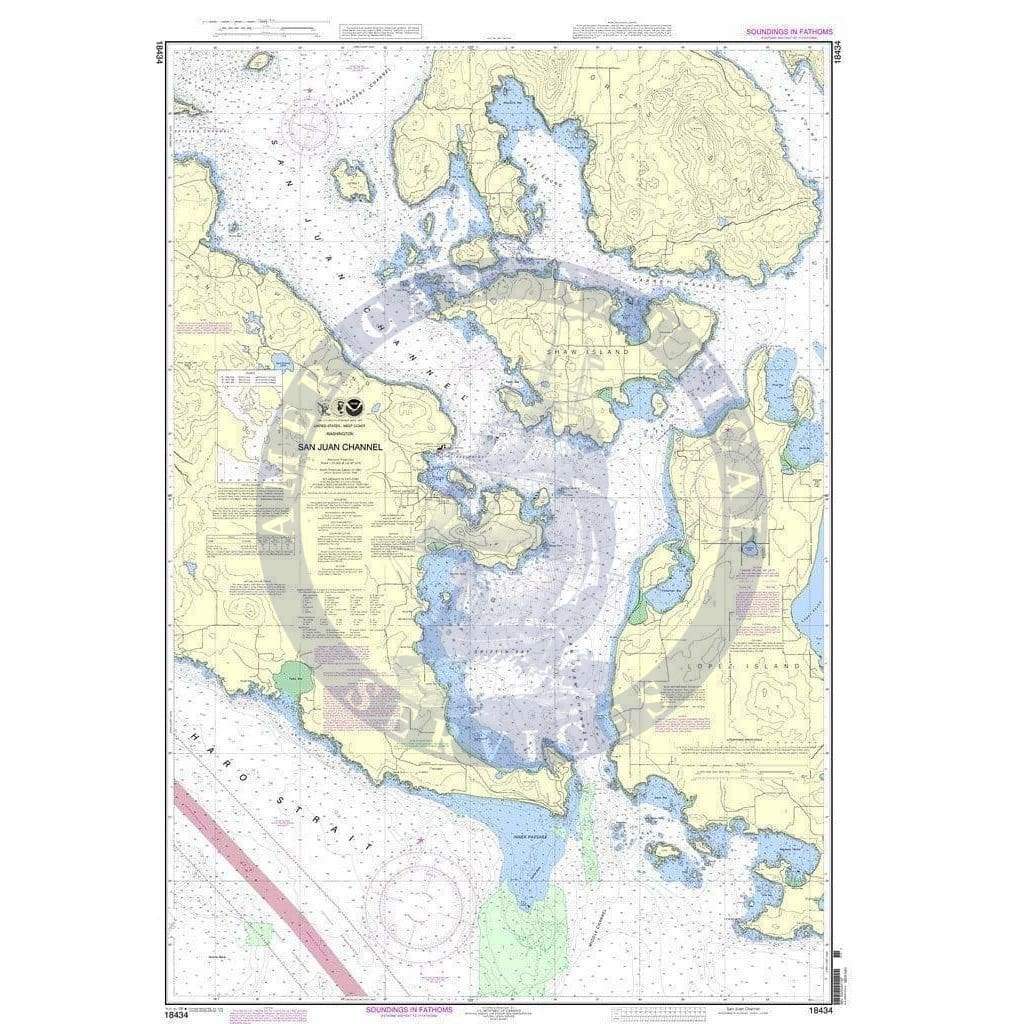 NOAA San Juan Islands NOAA Nautical Chart 18434 San Juan Channel
