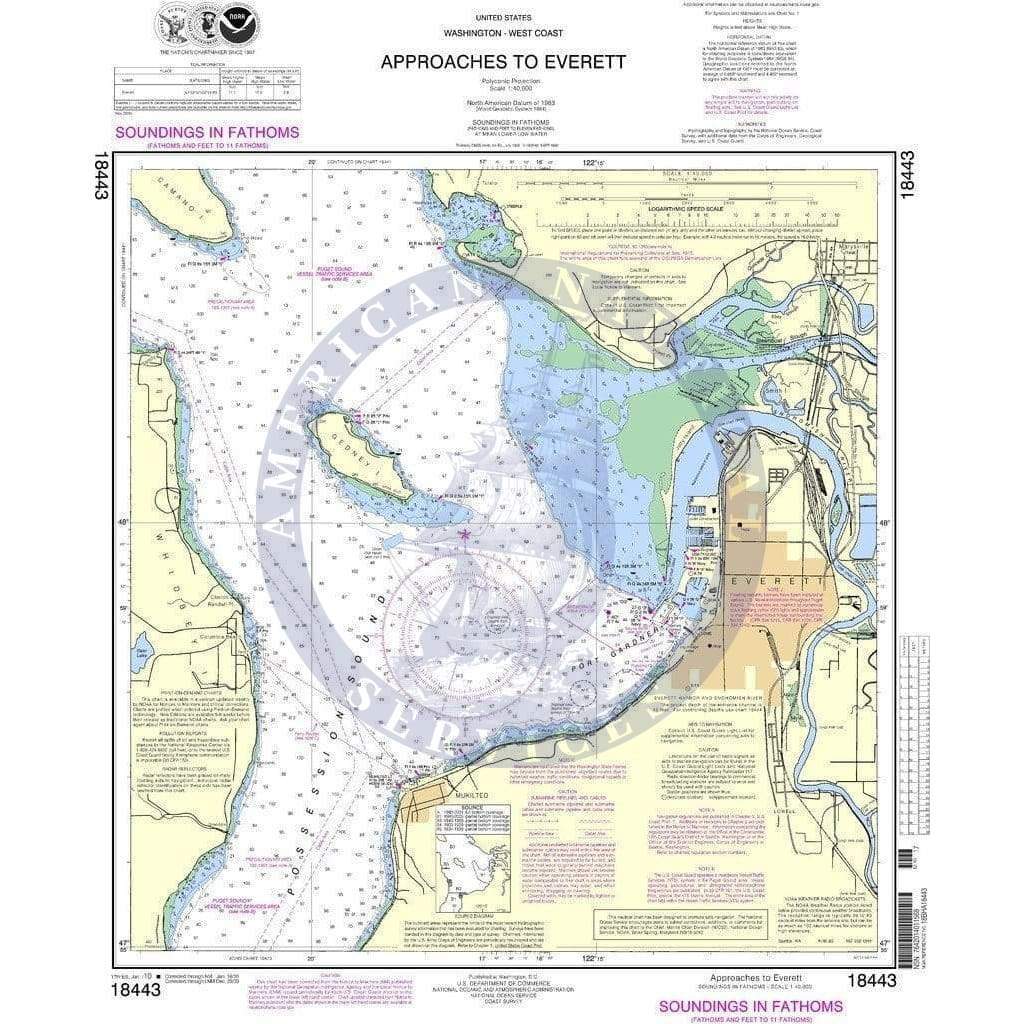 NOAA Nautical Chart 18443: Approaches to Everett