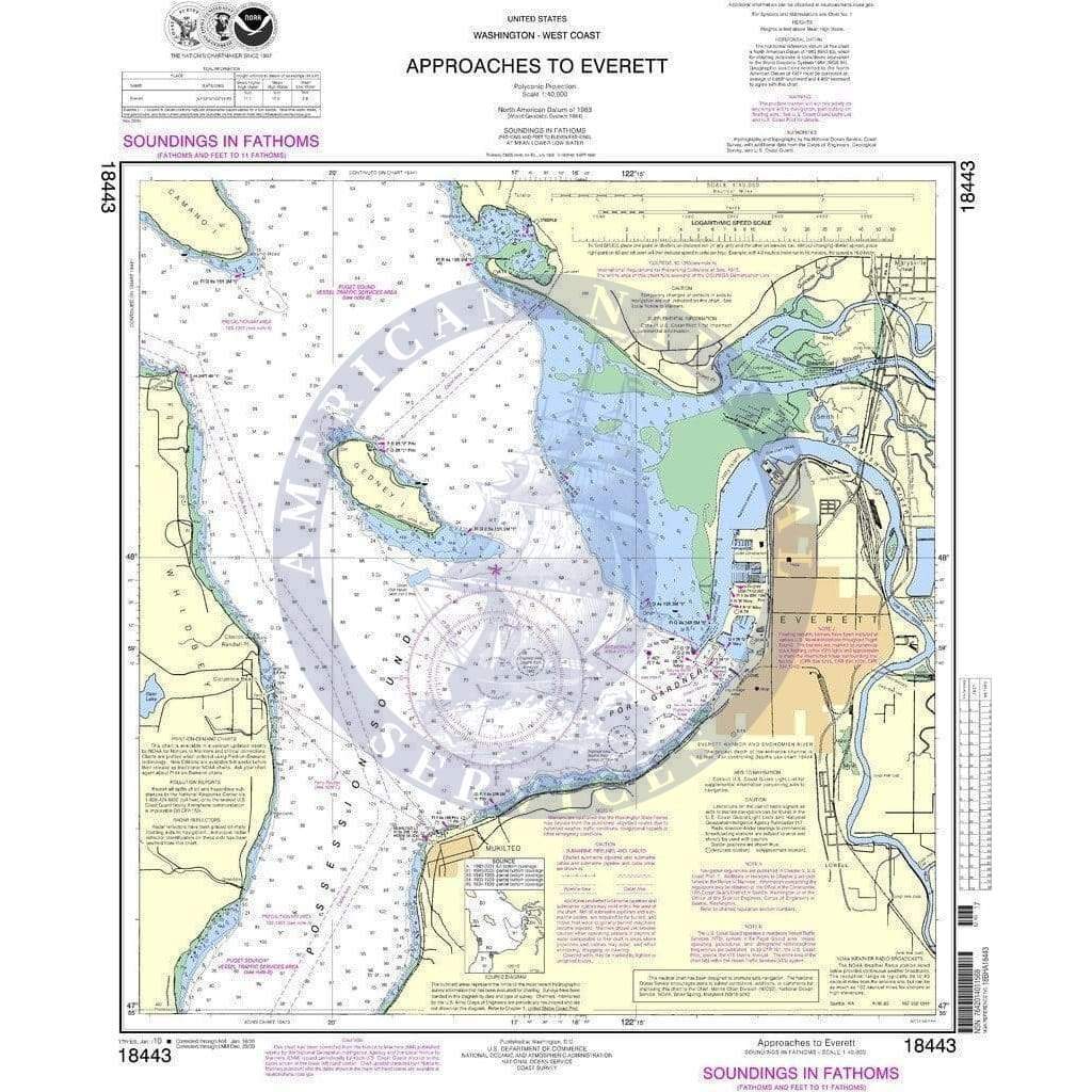 NOAA Nautical Chart 18443: Approaches to Everett