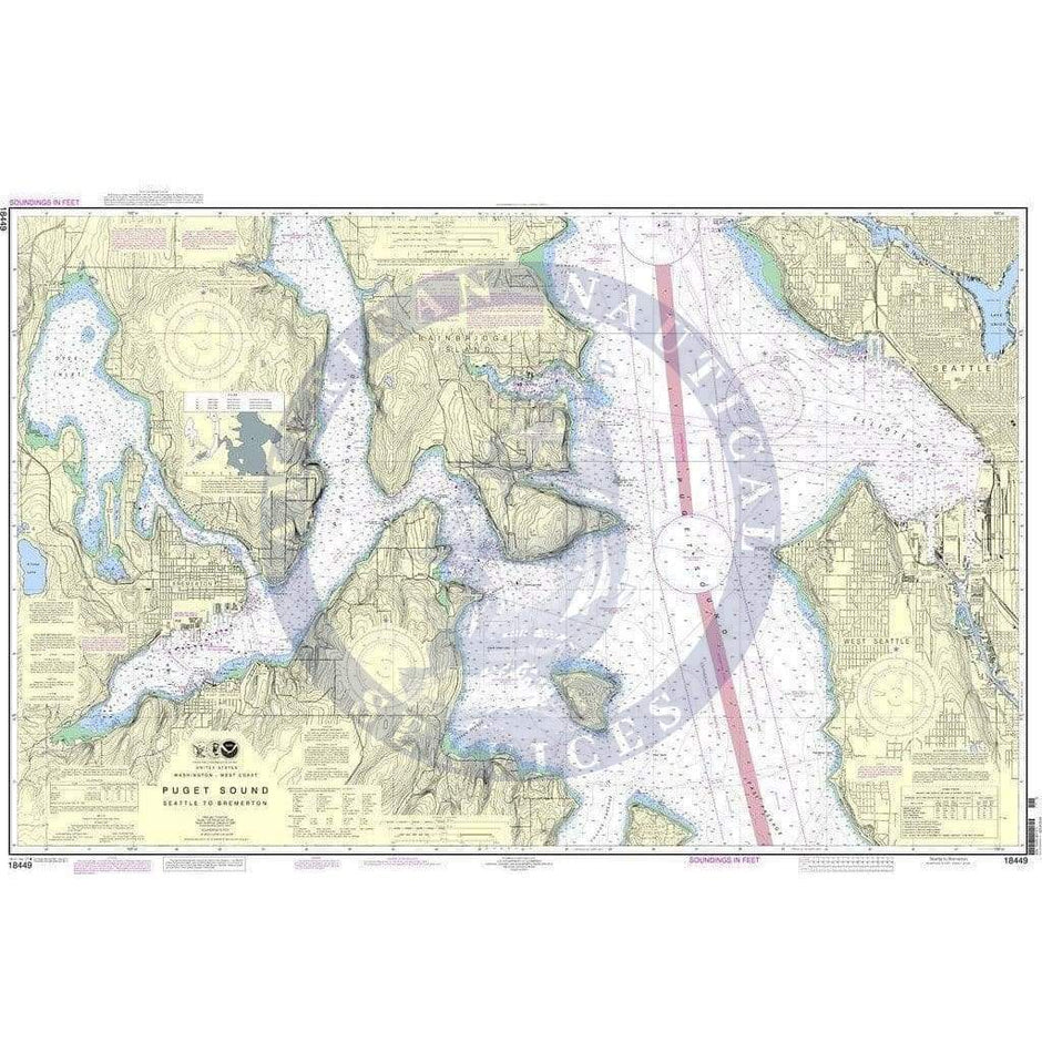NOAA Nautical Chart 18449 Puget SoundSeattle to Bremerton Puget