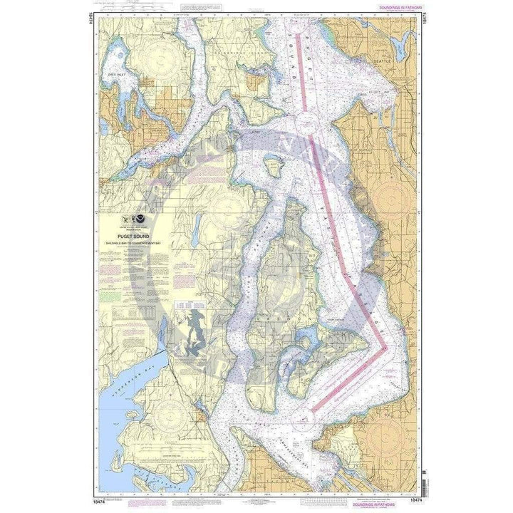 NOAA Nautical Chart 18474 Puget SoundShilshold Bay to Commencement B