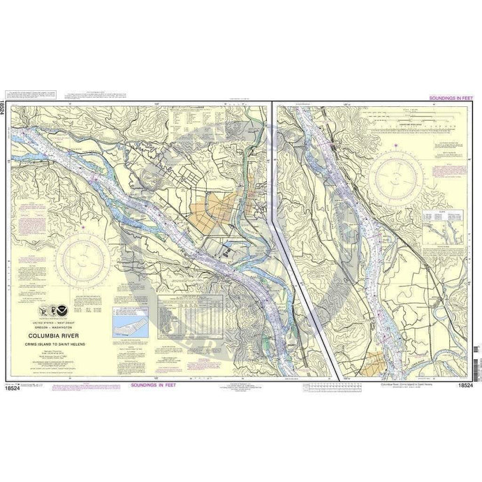 NOAA Nautical Chart 18524: Columbia River Crims Island to Saint Helens