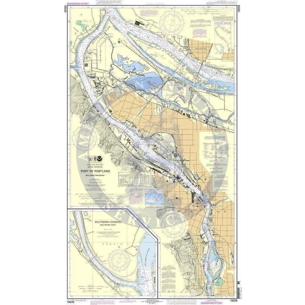 NOAA Nautical Chart 18526: Port of Portland, Including Vancouver;Multnomah Channel-southern part