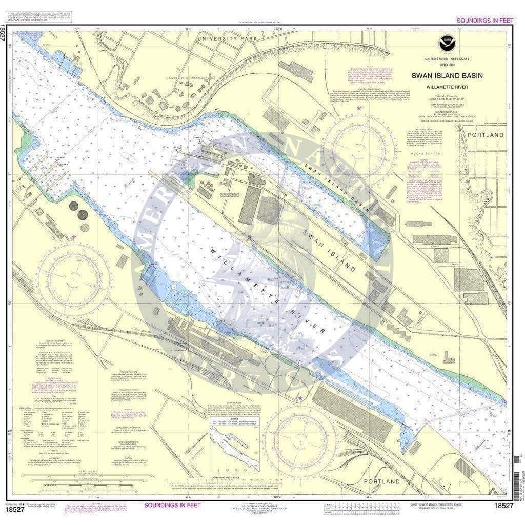 NOAA Nautical Chart 18527: Willamette River-Swan Island Basin