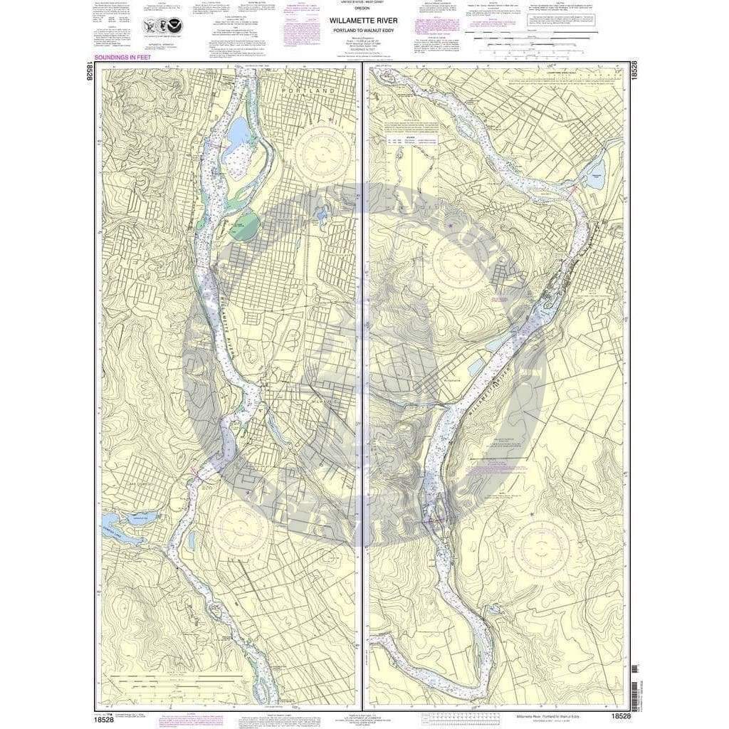 NOAA Nautical Chart 18528: Willamette River Portland to Walnut Eddy