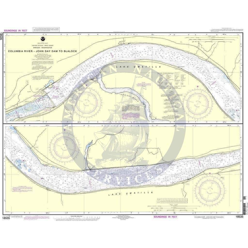 NOAA Nautical Chart 18535: Columbia River John Day Dam to Blalock