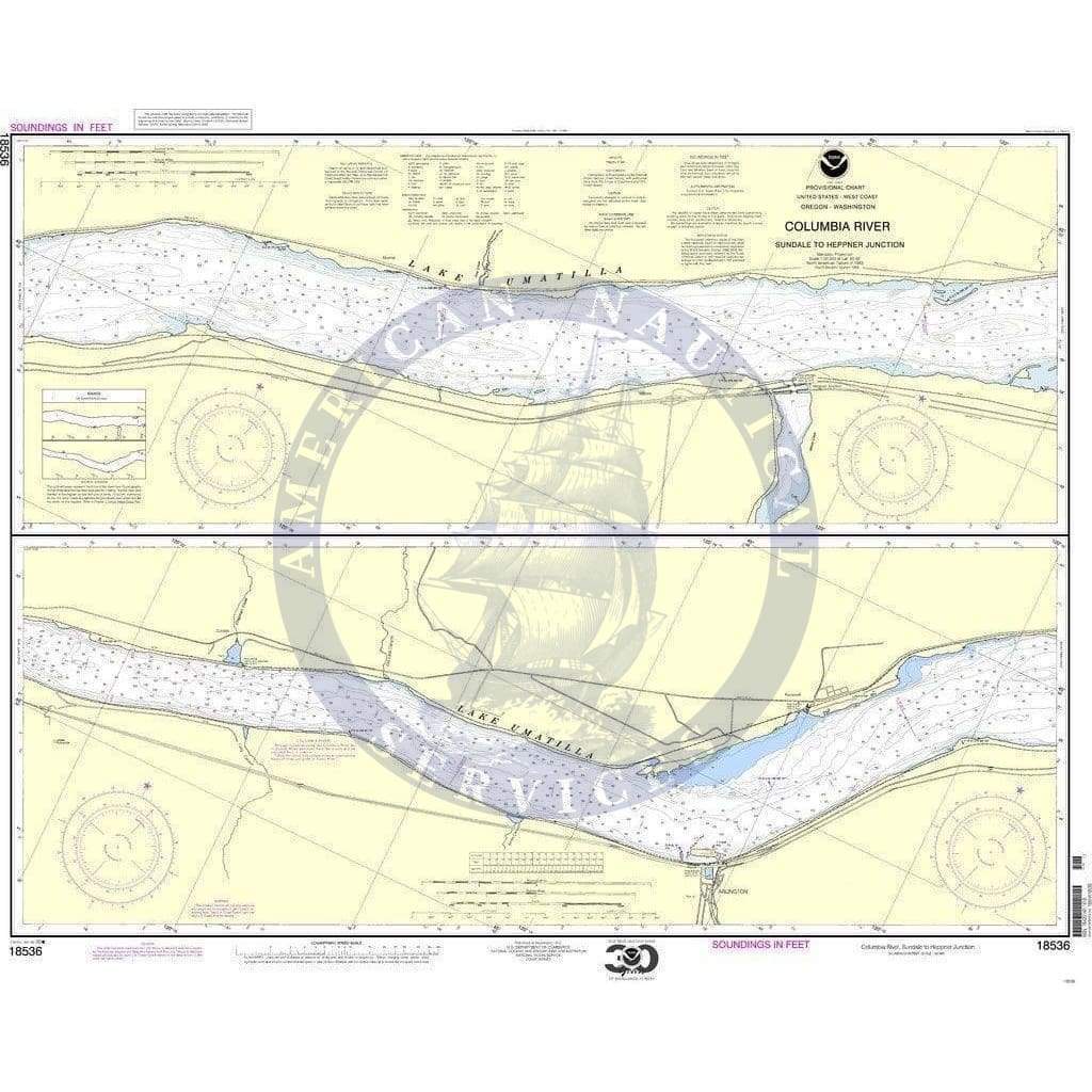 NOAA Nautical Chart 18536: Columbia River Sundale to Heppner Junction