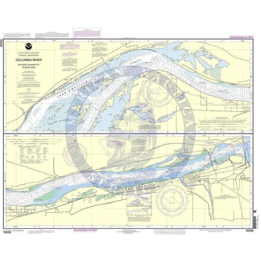 NOAA Nautical Chart 18539: Columbia River Blalock Islands to McNary Dam