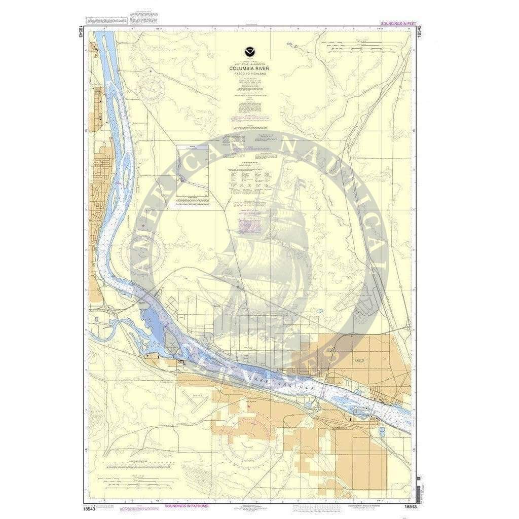 NOAA Nautical Chart 18543: Columbia River Pasco to Richland