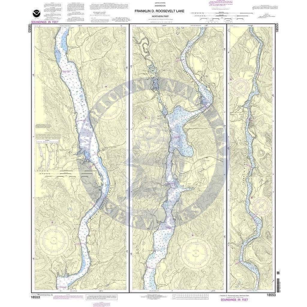 NOAA Nautical Chart 18553: FRANKLIN D. ROOSEVELT LAKE Northern part