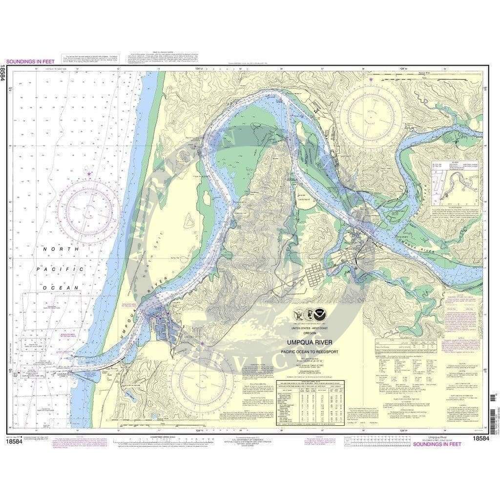 NOAA Nautical Chart 18584: Umpqua River Pacific Ocean to Reedsport