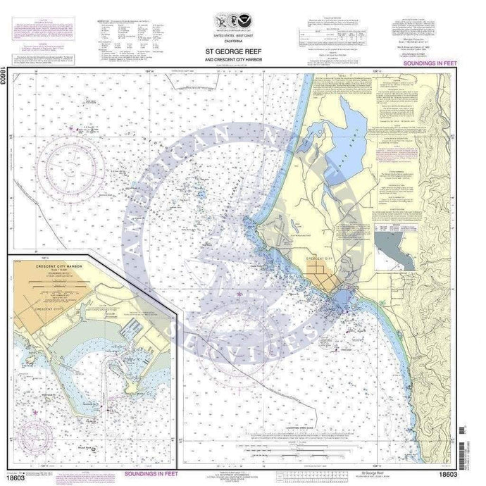 NOAA Nautical Chart 18603: St. George Reef and Crescent City Harbor;Crescent City Harbor