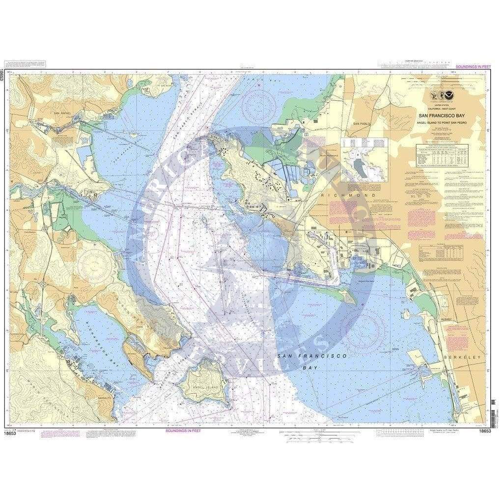 NOAA Nautical Chart 18653: San Francisco Bay-Angel Island to Point San Pedro