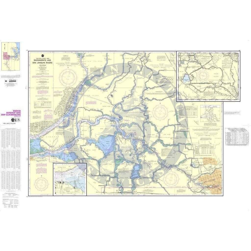 NOAA Nautical Chart 18661: Sacramento and San Joaquin Rivers Old River, Middle River and San Joaquin River extension;Sherman Island