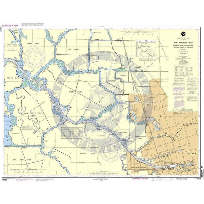 NOAA Nautical Chart 18663: San Joaquin River Stockton Deep Water Channel Medford Island to Stockton