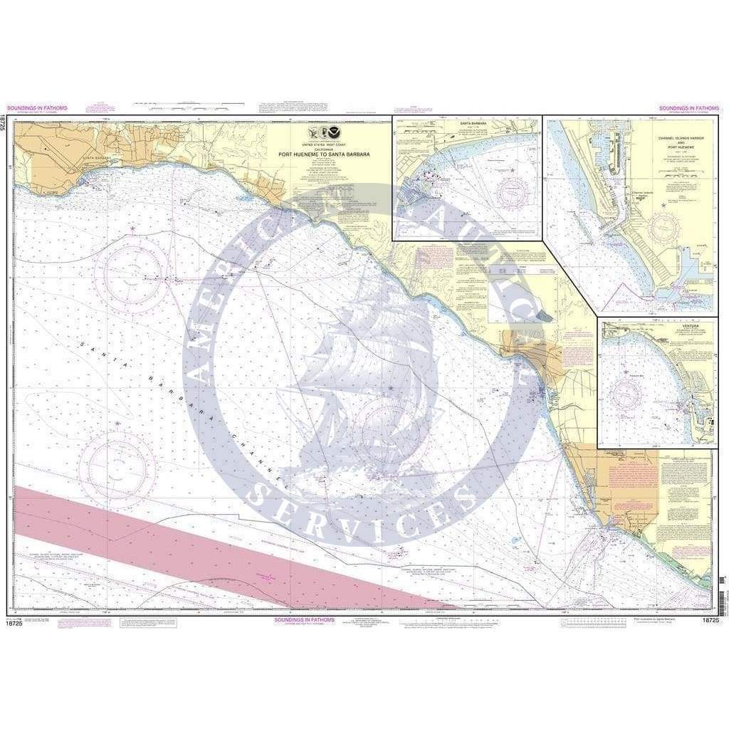 NOAA Nautical Chart 18725: Port Hueneme to Santa Barbara;Santa Barbara;Channel Islands Harbor and Port Hueneme;Ventura