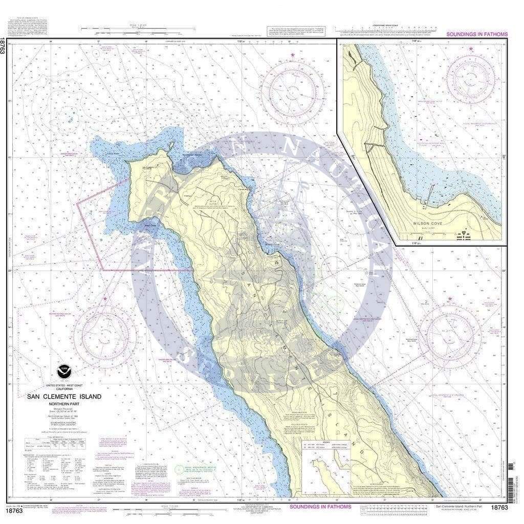 NOAA Nautical Chart 18763: San Clemente lsland northern part;Wison Cove
