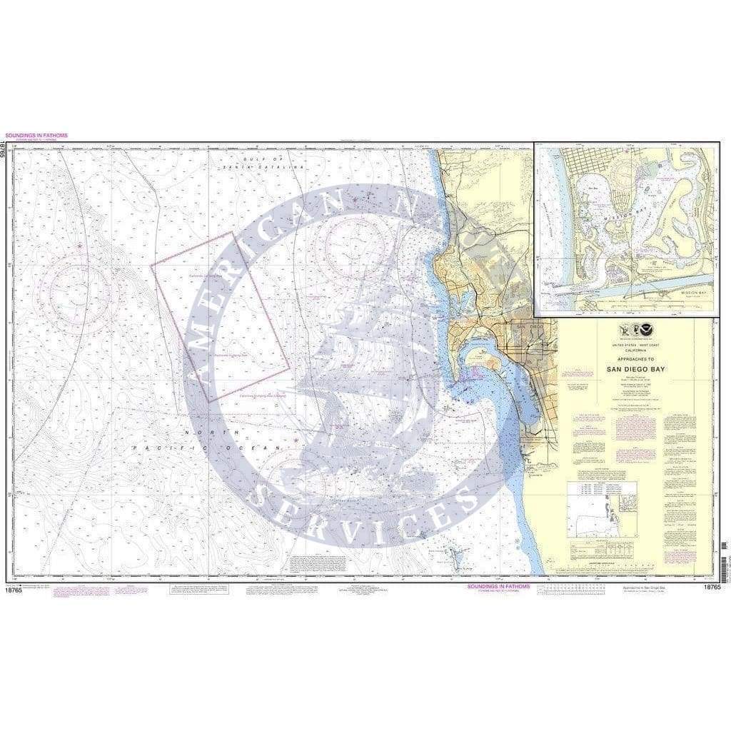 NOAA Nautical Chart 18765: Approaches to San Diego Bay;Mission Bay