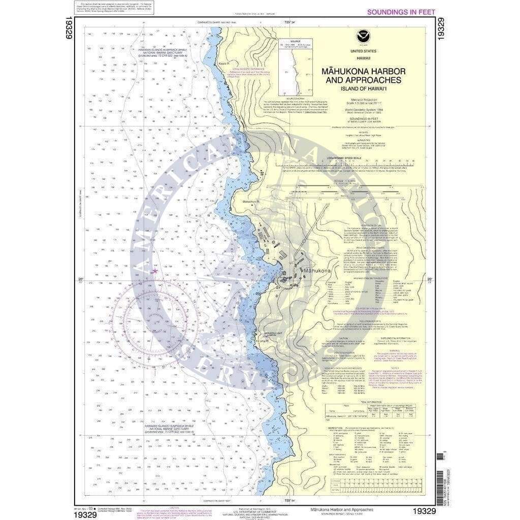 NOAA Nautical Chart 19329: MÃ¤hukona Harbor and approaches Island Of Hawai'i