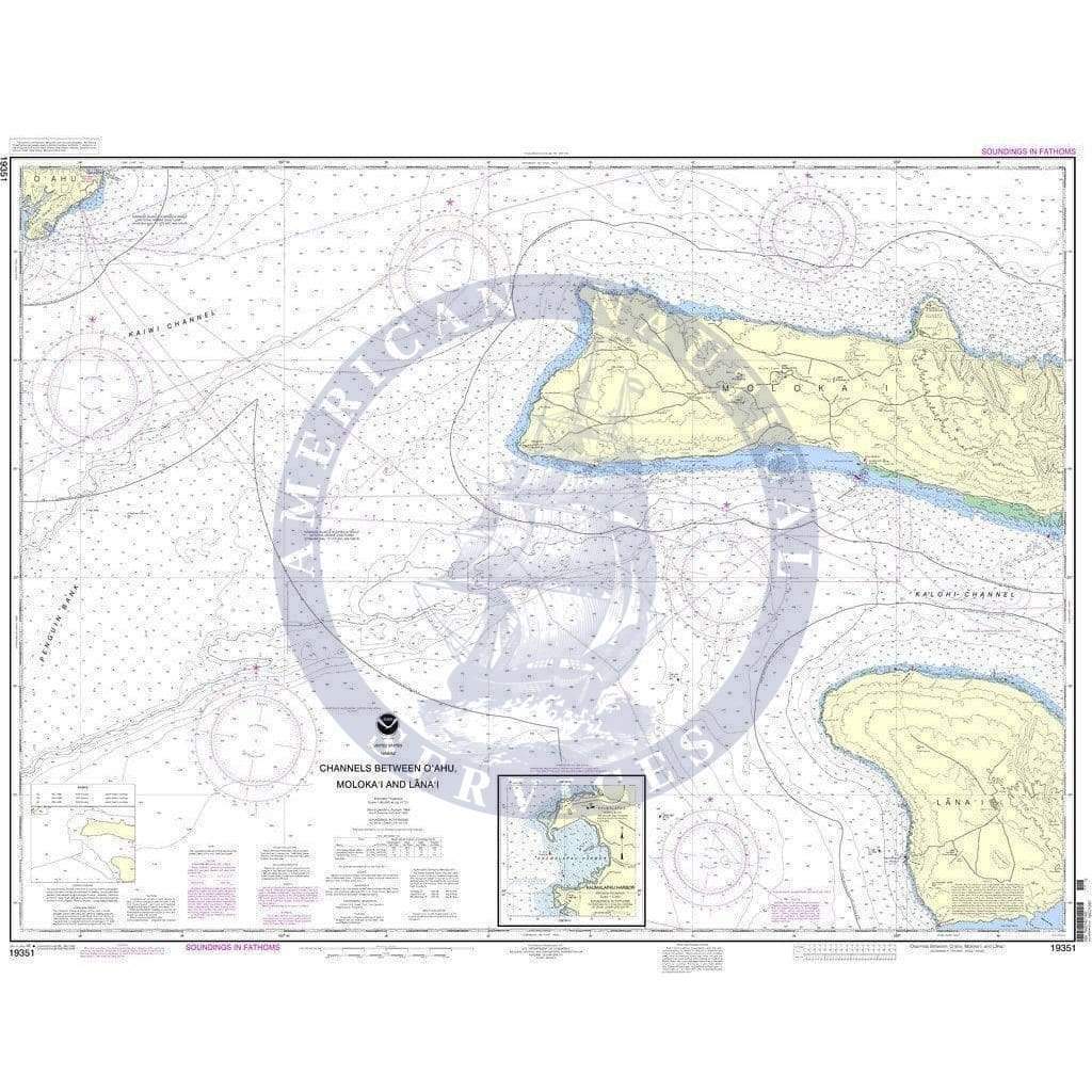 NOAA Nautical Chart 19351: Channels between O'ahu, Moloka'i and Lana'i;Kaumalapa'u Harbor