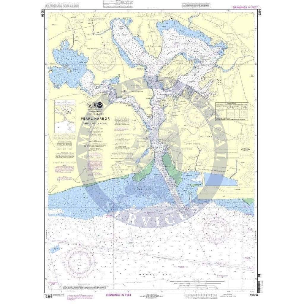 NOAA Nautical Chart 19366: Pearl Harbor O'ahu South Coast