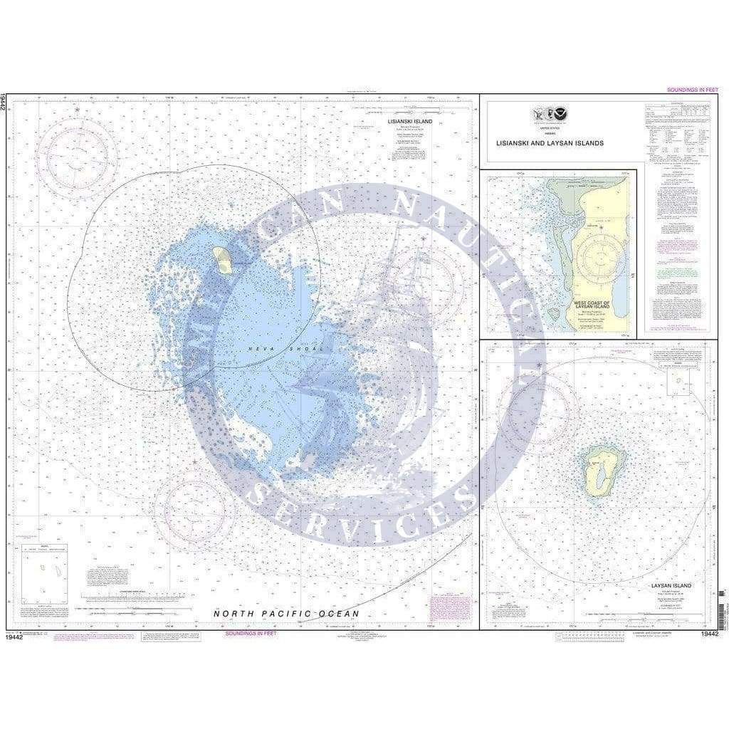 NOAA Nautical Chart 19442: Lisianski and Laysan Island;West Coast of Laysan Island