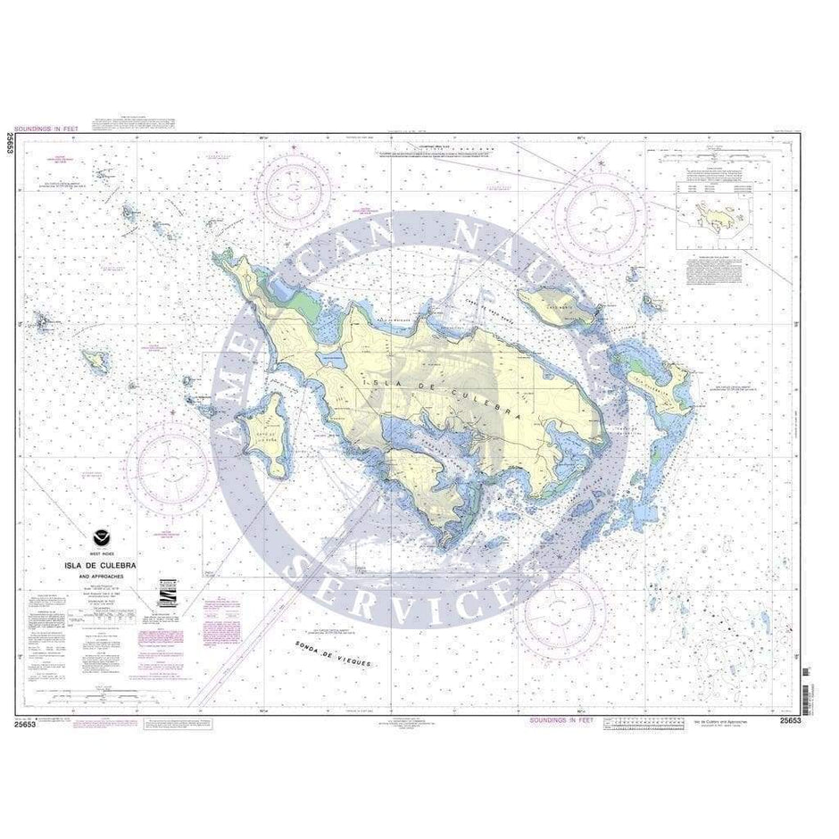 NOAA Nautical Chart 25653: Isla de Culebra and Approaches - Amnautical