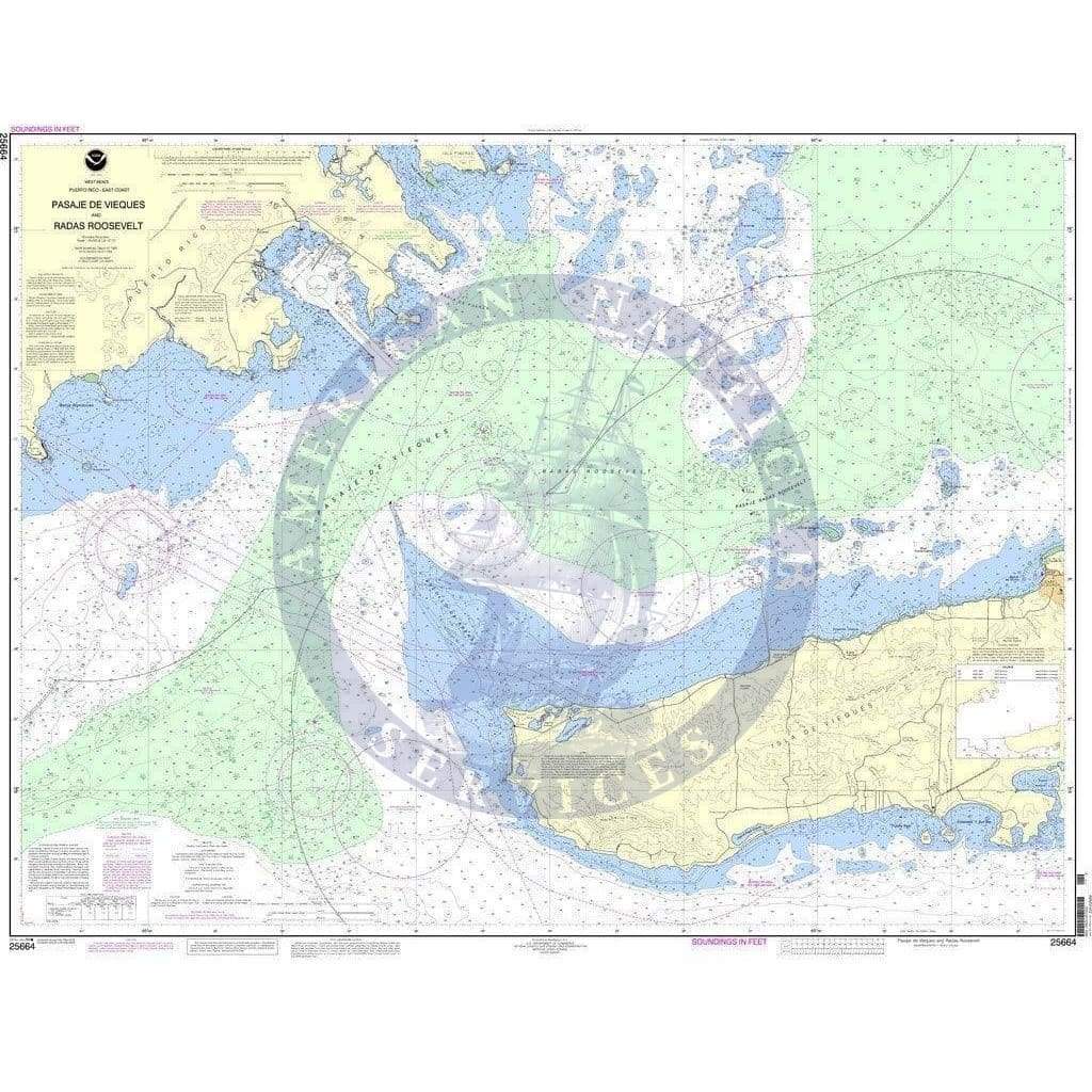 NOAA Nautical Chart 25664: Pasaje de Vieques and Radas Roosevelt