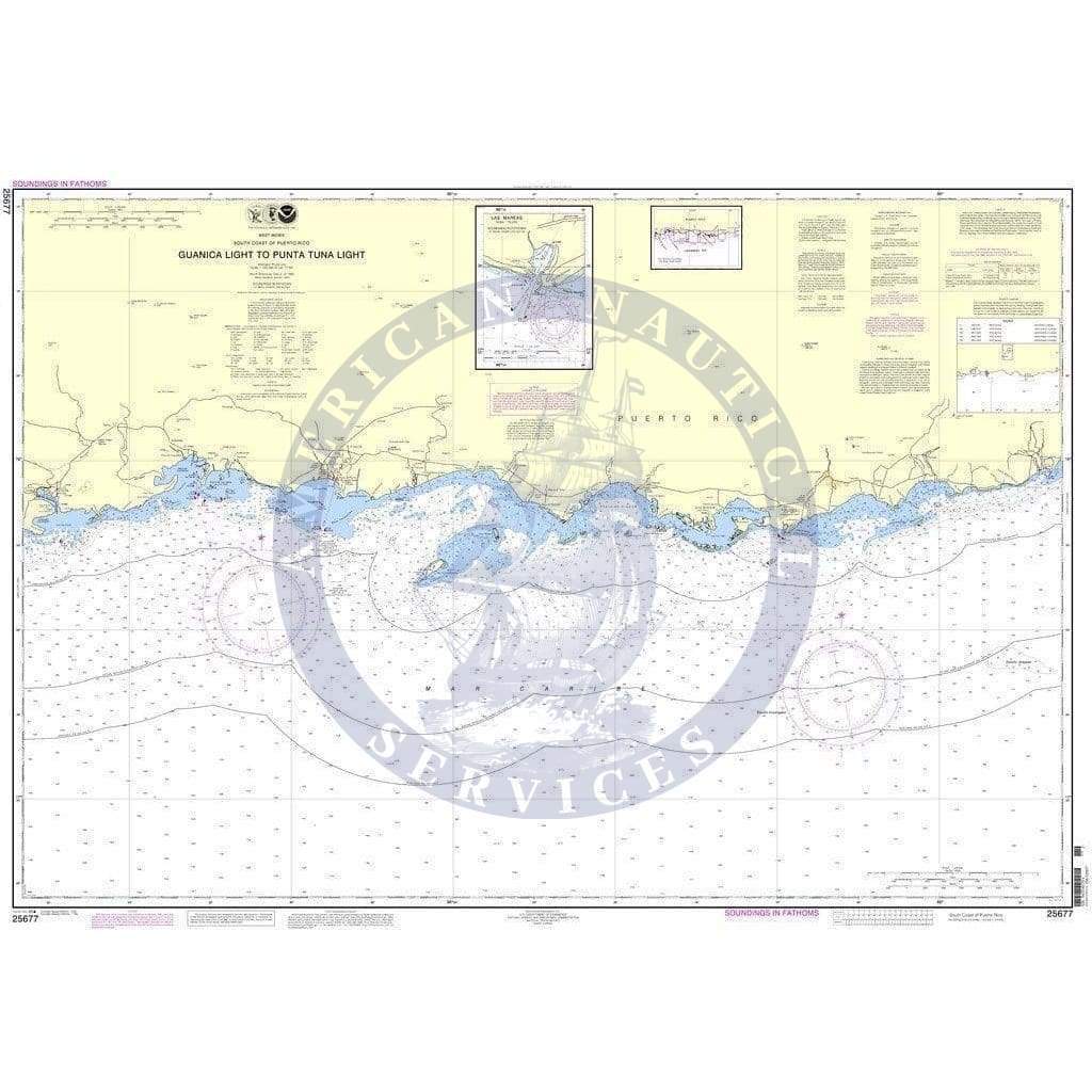 NOAA Nautical Chart 25677: South Coast of Puerto Rico Guanica Light to Punta Tuna Light;Las Mareas