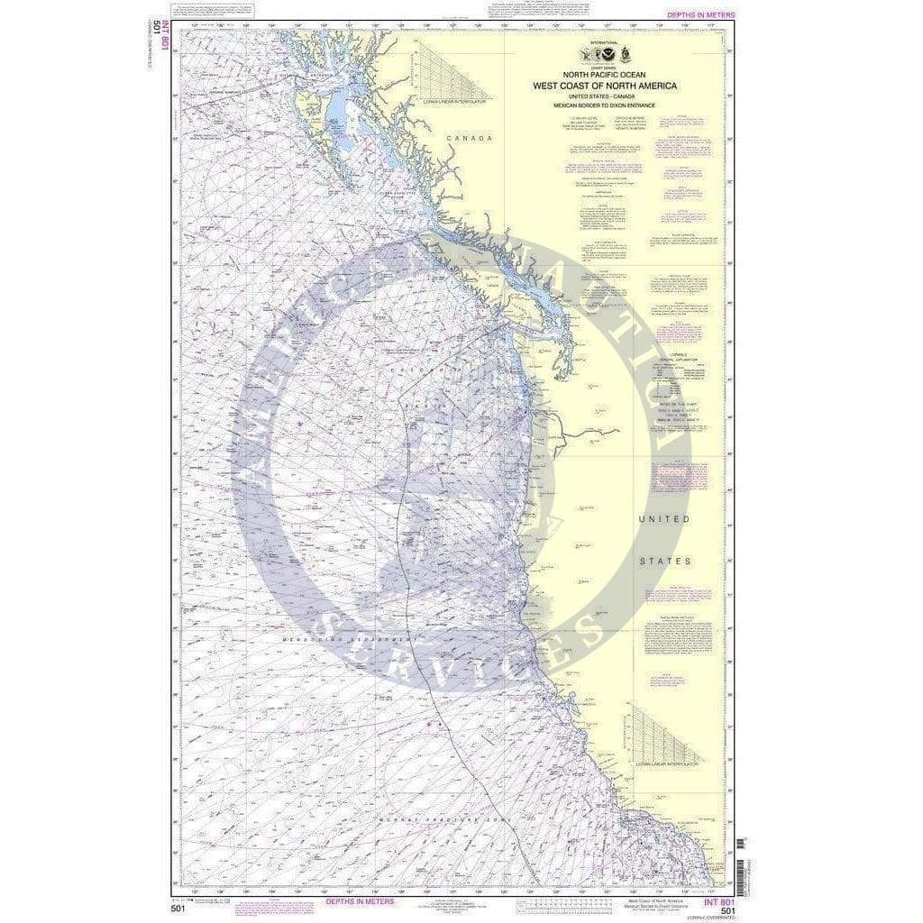 NOAA Nautical Chart 501: North Pacific Ocean West Coast Of North America Mexican Border To Dixon Entrance