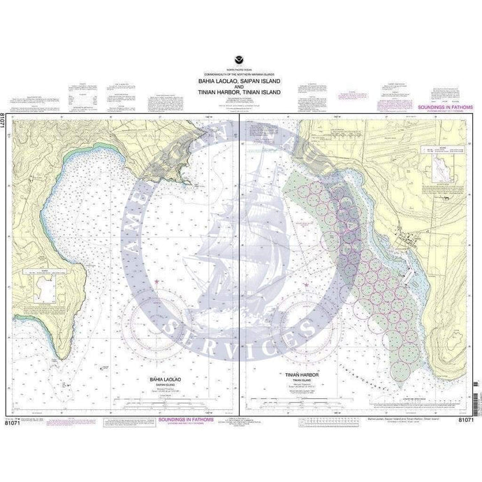 NOAA Nautical Chart 81071: Commonwealth of the Northern Mariana Islands Bahia Laolao, Saipan Island and Tinian Harbor, Tinian Island