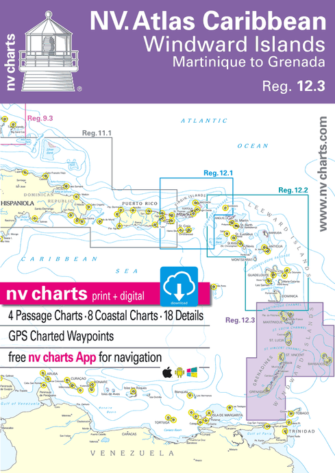 NV. Charts Reg. 12.3: Windward Islands Martinique to Grenada, 2022/23 Edition