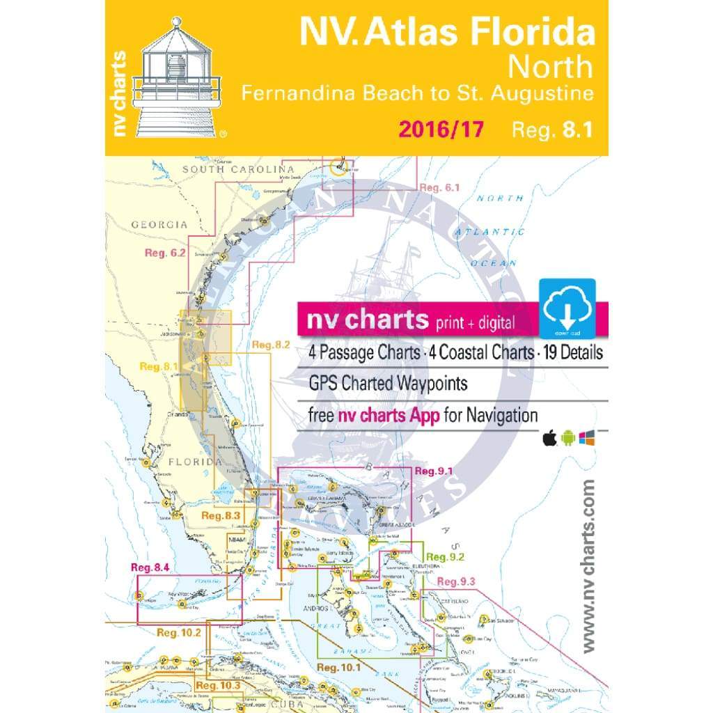NV. Charts Reg. 8.1: Florida Northeast - Fernandina Beach to St. Augustine, 2016/17 Edition