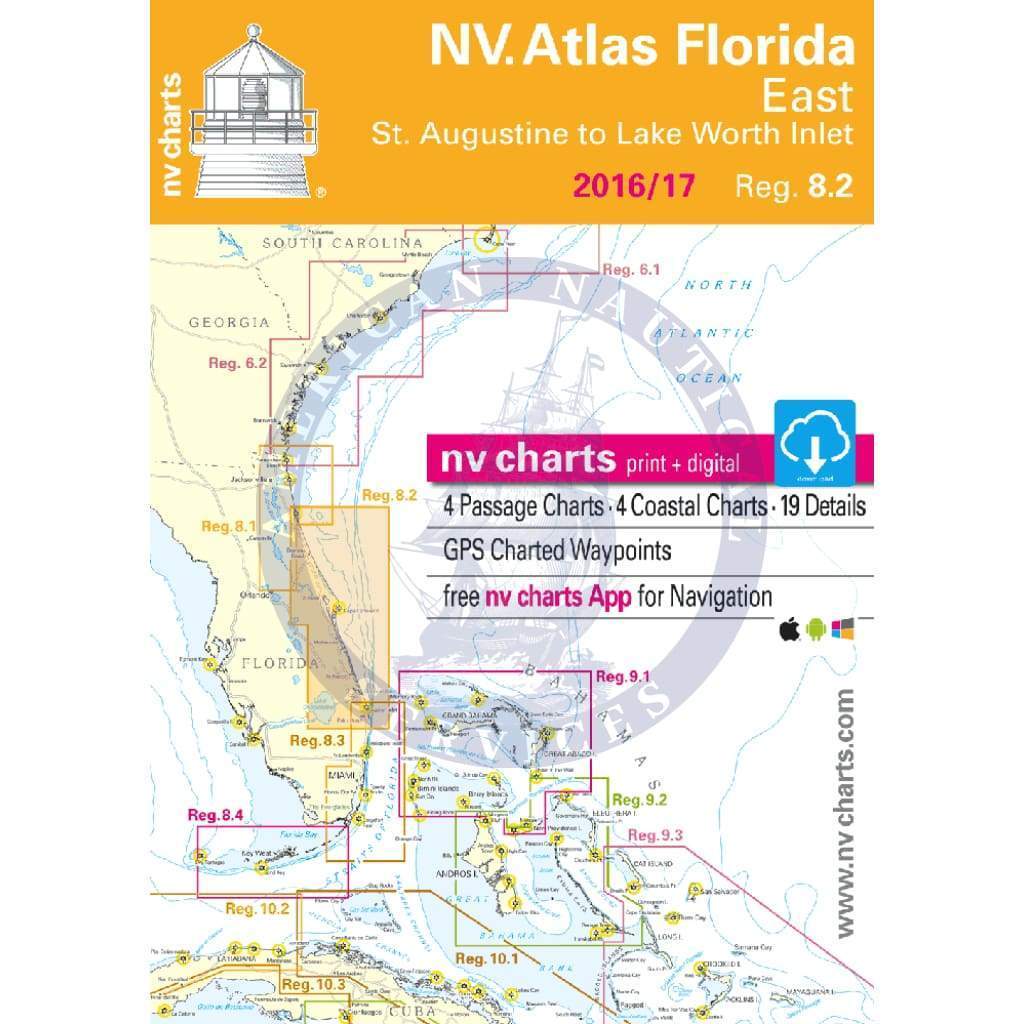 NV. Charts Reg. 8.2: Florida Northwest - St. Augustine to Lake Worth Inlet, 2016/17 Edition