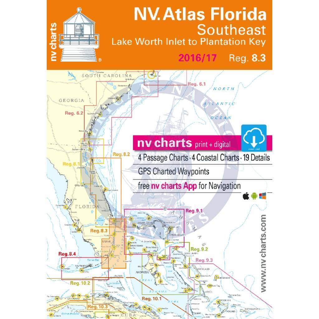 NV. Charts Reg. 8.3: Florida, Southeast - Lake Worth to Plantation Key, 2016/17 Edition